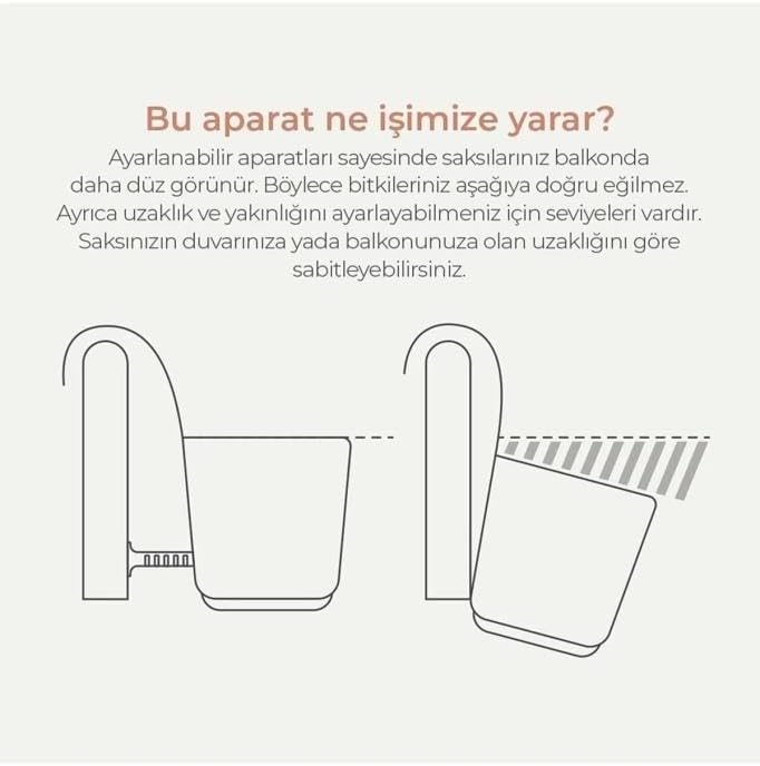 KRS-249 Plastik Pera Askılı Balkon Saksı 3.2 Lt Krem 5 Adet
