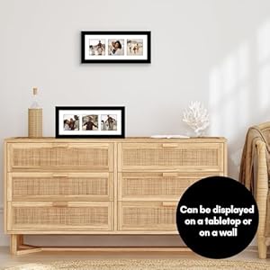 Americanflat 55×14 collage picture frame with shatter resistant glass fits three 4×4 photos or one 55×14 photo gallery wall frame set signature collection photo frame for wallblack  urban country home decor