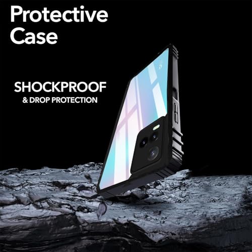 Image of Jkobi Crystal Back Cover Case for Vivo Y33T | Vivo Y21T | Vivo Y21s (Ultimate Shockproof Bumpers | Anti Yellow | Rugged Armor | Hybrid PC | Black)