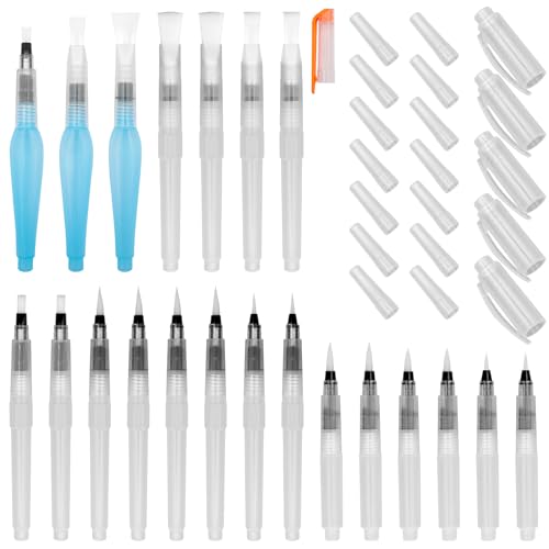 Scettar 21 Stück Wassertankpinsel Aquarell,Aquarell-Wasserpinsel Mit Tank,Aquarellstifte Für Aquarellmalerei,Farbmischung Und Kalligraphie