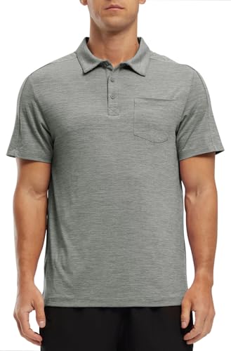 Image of Rdruko Men's Polo Shirts Short Sleeve Quick Dry Outdoor Golf Sports Shirts with Pocket