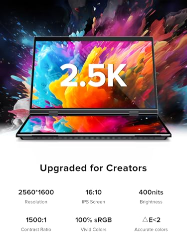 Image of UPERFECT Delta Pro Touch Portable Monitor, 16 inch 2K Laptop Screen Extender, Touchscreen Dual Monitor with Stylus, First Pressure-Sensitive Touch Display, Stacked Folding Vertical Dual Screen with Stand