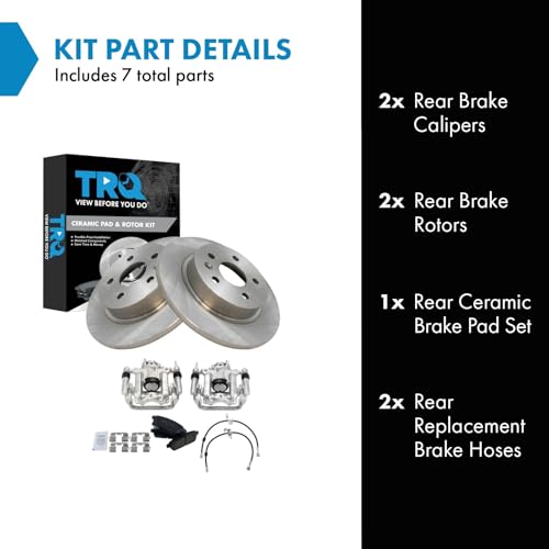 Image of TRQ Rear Brake Pad and Rotor Set Ceramic Calipers Compatible with 2011-2015 Chevrolet Cruze 2016 Cruze Limited