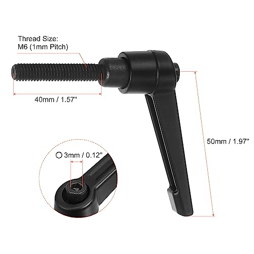 Image of HARFINGTON 6pcs Adjustable Clamping Lever Handles M6 x 40mm Male Thread Bolt Knobs Rotating Screw Locking Quick Release Ratchet Push Button Handle, Black