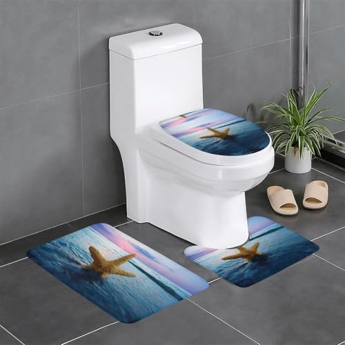 Pidgazdfgv Lot de 3 tapis de bain antidérapants en forme d'étoile de mer en forme de U pour toilettes, baignoires, douches