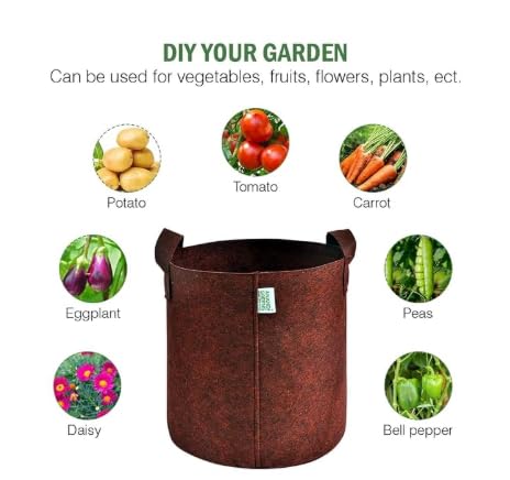 Image of OON 450 GSM Eco Friendly Geo Fabric Plant Grow Bag Suitable for Terrace and Flowers Vegetable Gardening (5, Maroon, 15X15 inch)