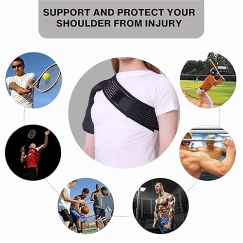 Image of ZEDAN Neoprene Shoulder Support Strap | Double Lock Adjustable Stretch Strap | Brace Support for Injury Prevention Immobilizer, Dislocated AC Joint | For Men & Women | Universal Fit (Left Side)