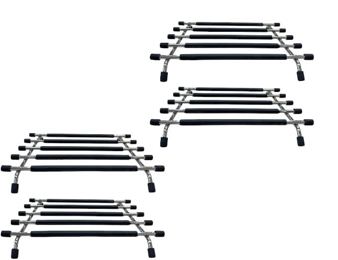 Pro Home Kitchen Trivet Stand Premium Worktop Saver Stainless Steel Stand Heat Resistant Anti Slip For Hot Cooking Pots & Pans (Black, Pack of 4)