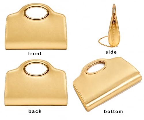Image of Top Metal Handle Clutch Bags for Women, Evening Handbag Shoulder Crossbody Purse with Chain