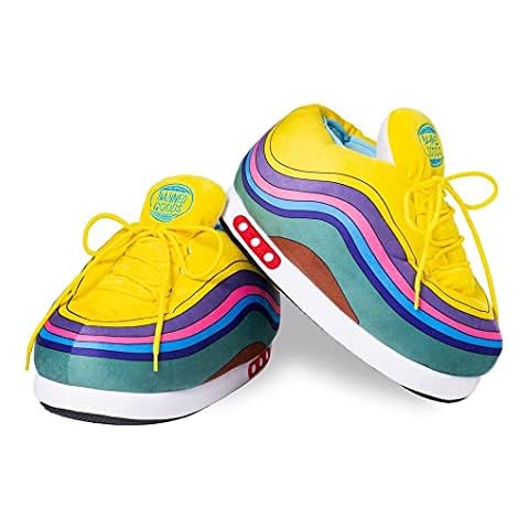 Banned Goods RAINBOW Sneaker Slippers for Men & Women | Hypebeast House Slippers | Premium Plush Comfort, One-Size 6-12 Cover