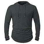 CARWORNIC Men's Quick Dry Hooded Tops Lightweight Running Hiking Athletic Hoodies Long Sleeve Thin Breathable Golf Top Active Sports Gym T-Shirt Men Outdoor Casual Fishing T Shirt Black