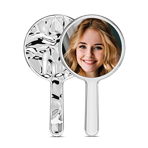 MIRRORNOVA Handheld Mirror, 4"L x 9"W, Small Lash Mirror with Handle, Round