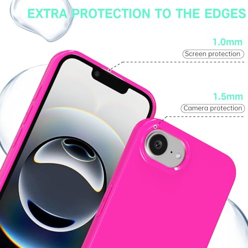 Coque iPhone 16e antichoc en TPU brillant flexible rose vif - 3