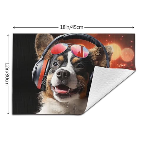 Set de table chien mignon avec écouteurs en PVC lavable résistant x4 - 4