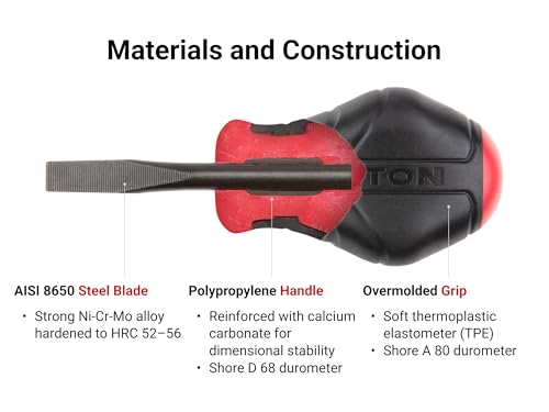 Image of TEKTON 1 /4 Inch Slotted x 1-1 /2 Inch Stubby Screwdriver | 26621 | Made in USA