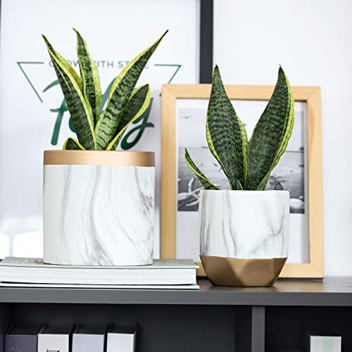 POTEY-053801-Ceramic-Planter-Flowerpots-6-48-inch-Modern-Decorative-Plant-Pot-Containers-for-Aloe-Plants-Flower-Home-Decor-IndoorMarble-PatternedPlant-NOT-Included