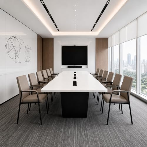 Image of Leather Office Guest Chair, Guest Conference Room Chair, 600 LBS Capacity High Back Reception Chair with Padded Armrests, No Wheels, Grey - 1 Pack