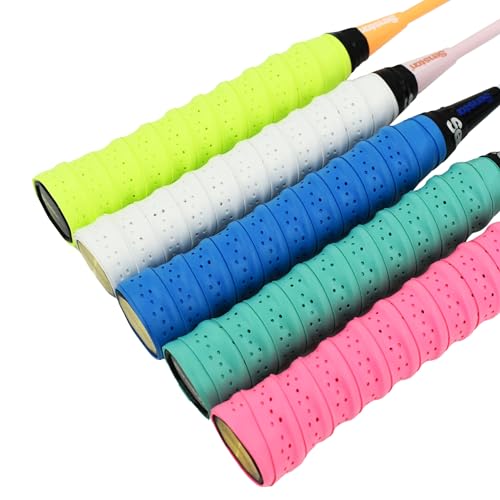 Senston New Racket Grip Anti Slip Perforated Super Absorbent Tennis Overgrip Badminton Overgrip Pickleball Overgrip 5 Pack.