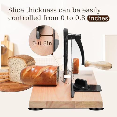 Affettatrice manuale per pane, corpo a manovella in alluminio con lame in acciaio inossidabile, spessore regolabile per pasta madre fatta in casa e pane croccante