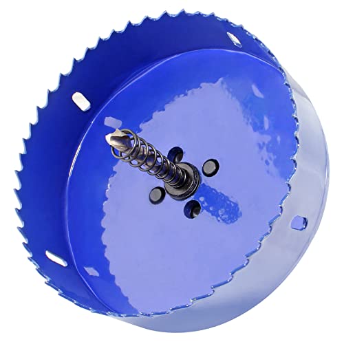Image of Luomorgo 121mm /4-3 /4 inch Hole Saw with Arbor | 1 1 /4 inch Cutting Depth, HSS Bi-Metal, For Wood Cornhole Boards Plastic Drywall & Metal Sheet