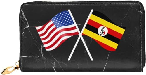 American And Uganda Flag Wallet Card Bag