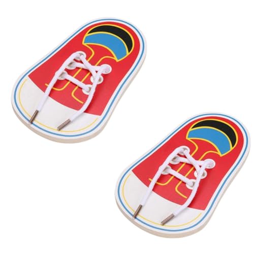 2Pcs Wooden Threading Shoes Training Board, Wooden Learn to Tie Your Own Shoes Threading Lacing Shoes Training Early Learning Kits | Threading Lacing Shoes Training Board Early Learning