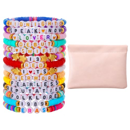 Vrexziy TS Album Inspired Bracelets 14Pcs Taylor Friendship Bracelets Set Colorful Friendship Bracelet Fashionable Taylor Bracelet Colourful Beaded for Girls Music Lover