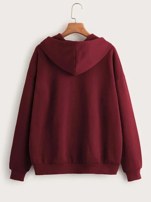Image of Women's Solid Casual Zipper Cotton Relaxed Fit Sweatshirt for Winter