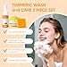 Turmeric Soap Bar and Turmeric Face Cream and Turmeric Face Wash Set for Face & Body, Facial Cleanser, Soothing, Hydrating Skin Care Set for All Skin Type, Cleansing Mousse, Bring a Bubble Net