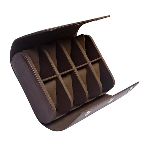 Image of essart 8-Slot Travel Watch Roll - Premium PU Leather Organizer for Men & Women - Portable Scratch-Resistant Watch Storage Case for Travel & Collectors
