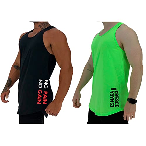 Kit 2 Regatas Longline Masculina MXD Conceito Academia Musculação Treino Gym Cavada Tank (G, Opção 1