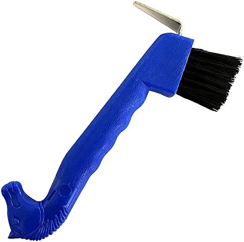 Precision Canada 1Pc Horse Hoof Pick Brush with Soft Touch Plastic Handle, Portable Hoof Pick