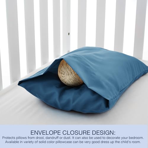 Image of EXQ Home Toddler Pillowcases 13x18 Travel Pillow Case Set of 2, Small Pillow Case Fits Baby Pillow Sized 12x16, 13x18, Kids Pillowcases 2 Pack Machine Washable with Envelope Closure(Misty Blue)