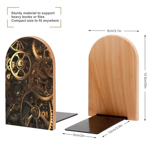 Sujetalibros para estantes de salón en estilo steampunk de madera resistente 3