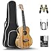 Caramel 26 inch CT103 Zebra Wood High Gloss Tenor Electric Ukulele Professional Ukelele Kit Beginner Guitar Starter Bundle Aquila Strings, Padded Gig Bag, Strap and Wall mount Set