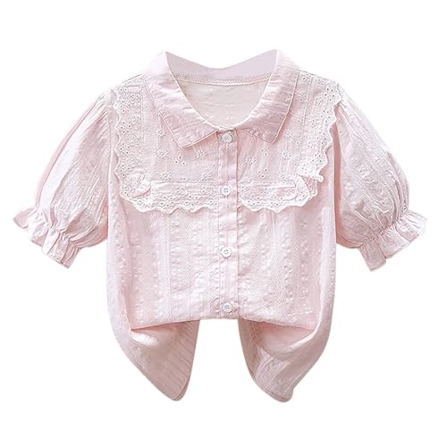 Little Girls Summer Tops with Cute Collar Trendy Blouse Toddler Casual Party Dressy Shirt Size 3-13 Years