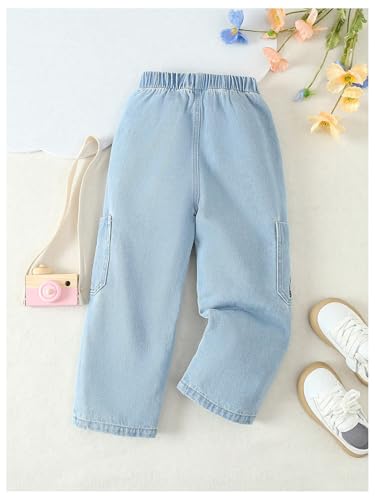 SOLY HUX Toddler Girl's Straight Leg Jeans Elastic Waist Cute Denim Pants Lovely Summer Clothes2