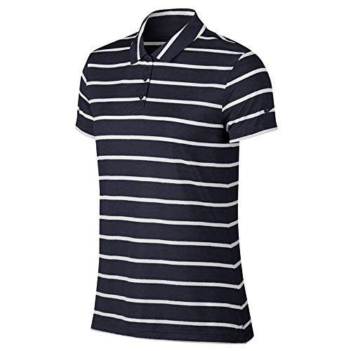Nike Women's Dri-FIT Striped Golf Polo, Dri-FIT Polo Shirts for Women with Vented Hems, Obsidian/White/Obsidian, S