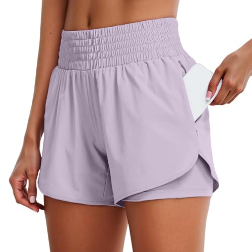 Short sport femme 2 en 1 avec legging fitness et running respirant