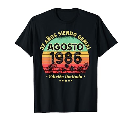 37 Años Cumpleaños Regalo Hombre Agosto 1986 Agosto 37 Años Camiseta