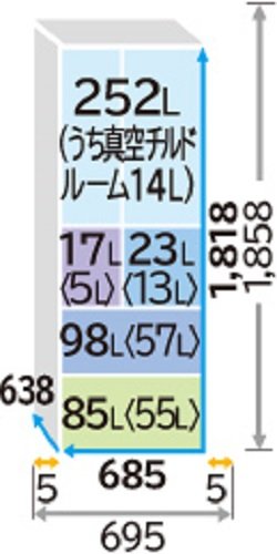 Amazon.co.jp: 日立 475L 6ドア冷蔵庫（クリスタルシャンパン）HITACHI 