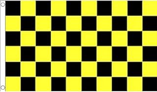 Black and Yellow Check Flag 3' x 5' - Checkered Racing Flags 90 x 150 cm - Banner 3x5 ft Drapeau Damier Noir et Jaune AZ FLAG