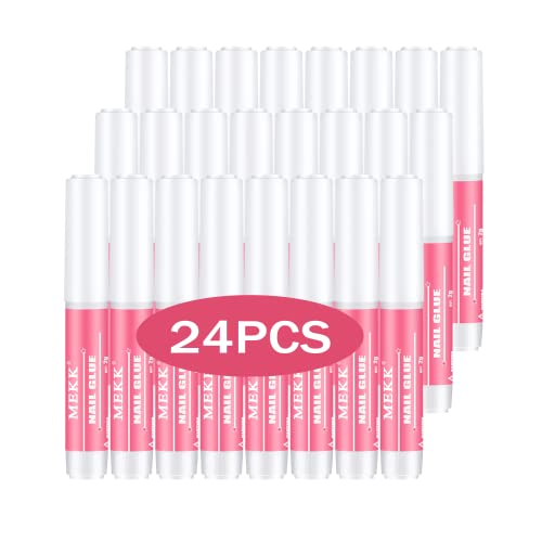 MEKK Nail Glue,Super Strong & Long-Lasting Nail Glue for Acrylic Nails,Press Ons&Broken Nails,Professional Adhesive for Nail Art Supplies,0.07OZ/PCS(24PCS)