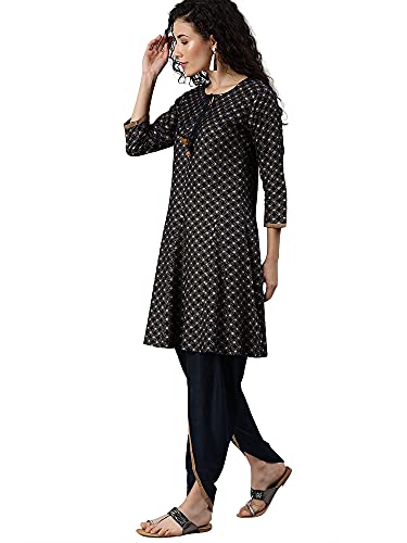 Image of INDO ERA Women's Solid Viscose Rayon Flared Kurta with Pant Set (IE26KS5NB1754)