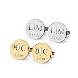Custom engraved cufflinks for men, personalized wedding gift for groom, father of the bride & groom dad, best men, customized gold & silver cufflinks with dates, quotes or couples initials from bride,
