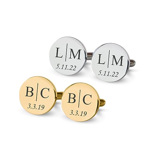 Custom engraved cufflinks for men, personalized wedding gift for groom,