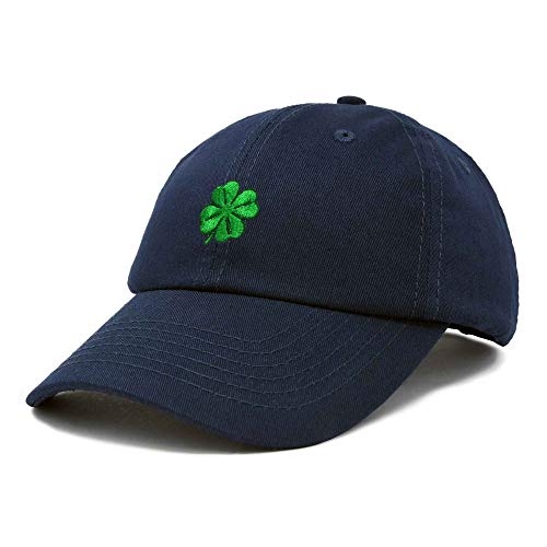 Dalix Four Leaf Clover Hat Baseball Cap St. Patrick's Day Cotton Caps Navy Blue #TOP3