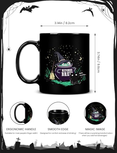 Cessfle Caneca que muda de cor do caldeirão de Halloween Witches Brew, caneca de café que muda de ca