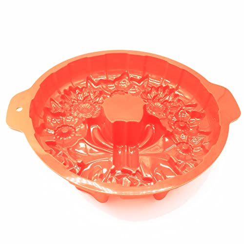 X-Haibei Round Holiday Wreath Jello Puding Cake Pan Silicone Shallow Mold 10Inch With Ear #TOP6