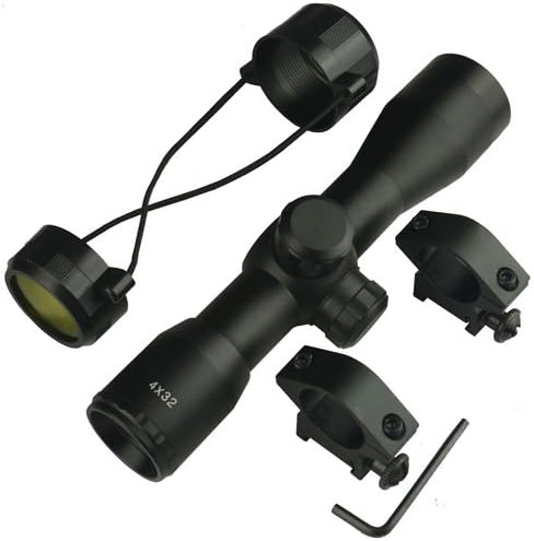 Trinity 4x32 Scope for Tiberius T4.1 Paintball Optics Picatinny Weaver Mount Adapter Aluminum Black mildot Reticle woodsball Accessory Paintballing Paintballer Gear.